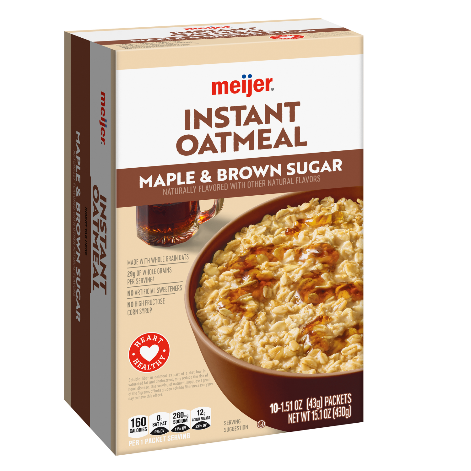 slide 6 of 8, Meijer Maple & Brown Sugar Instant Oatmeal, 10 ct
