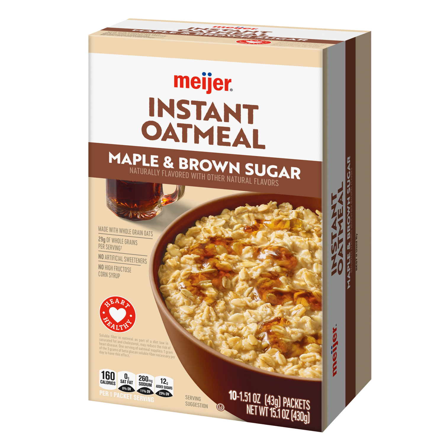 slide 7 of 8, Meijer Maple & Brown Sugar Instant Oatmeal, 10 ct