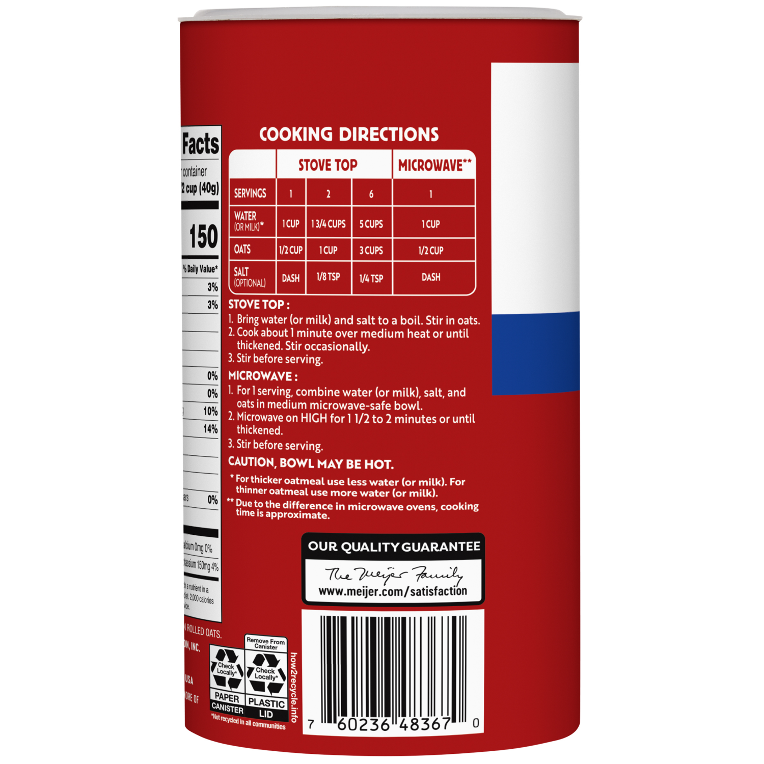 slide 2 of 3, Meijer Quick Oats, 18 oz