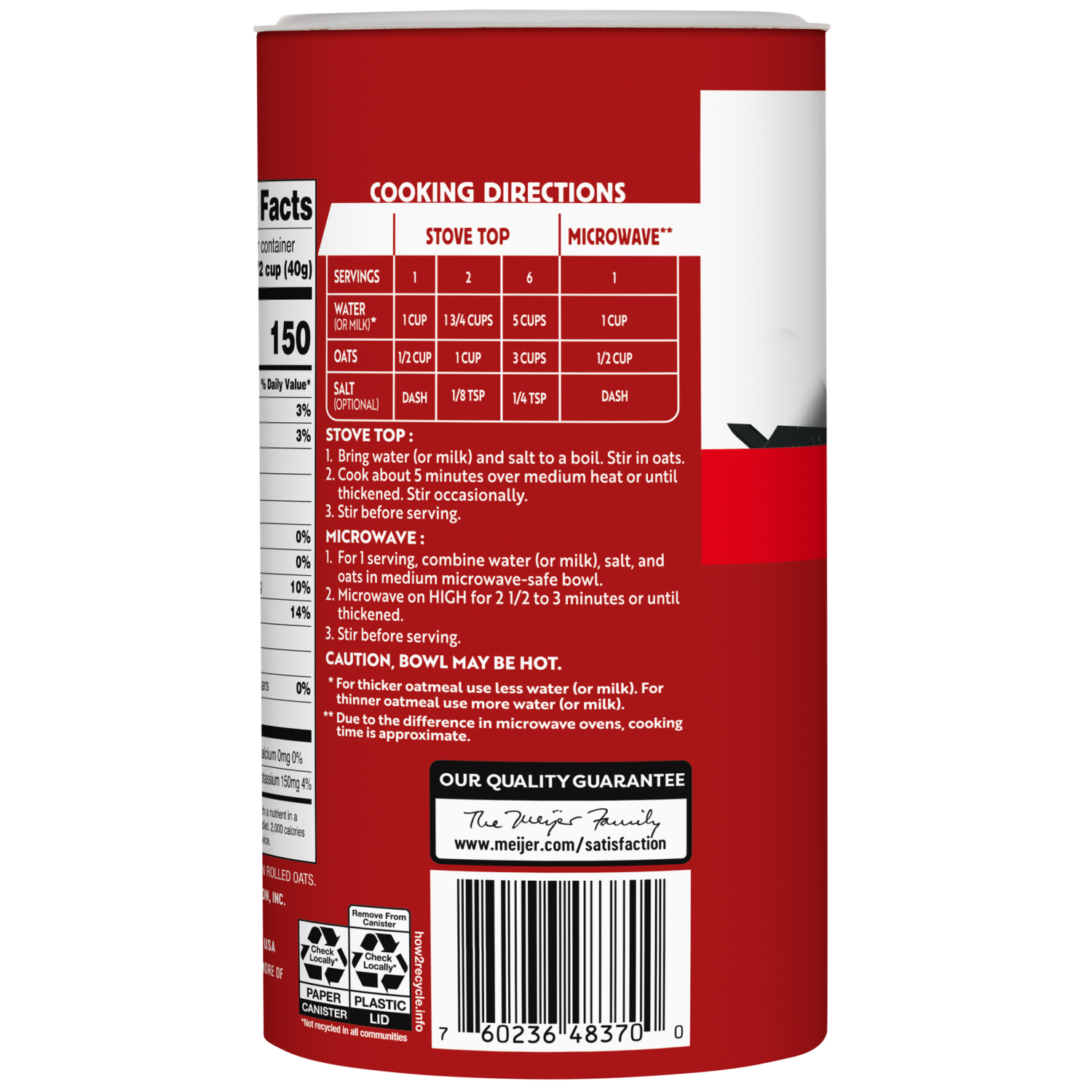 slide 2 of 3, Meijer Old Fashioned Oats, 18 oz