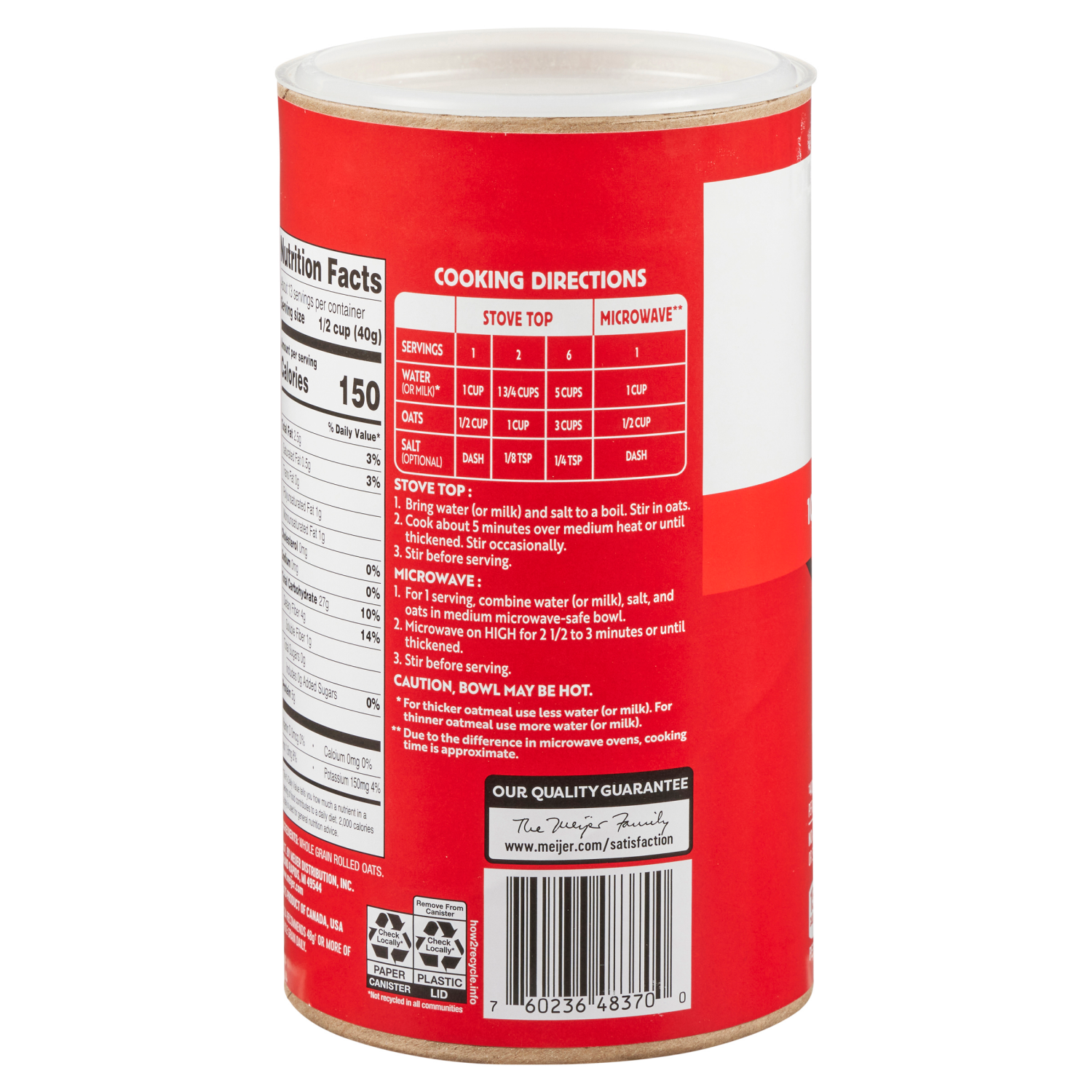 slide 3 of 3, Meijer Old Fashioned Oats, 18 oz