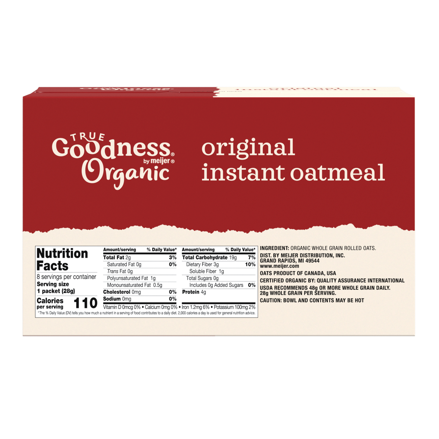 slide 2 of 6, True Goodness Organic Original Instant Oatmeal, 8 ct