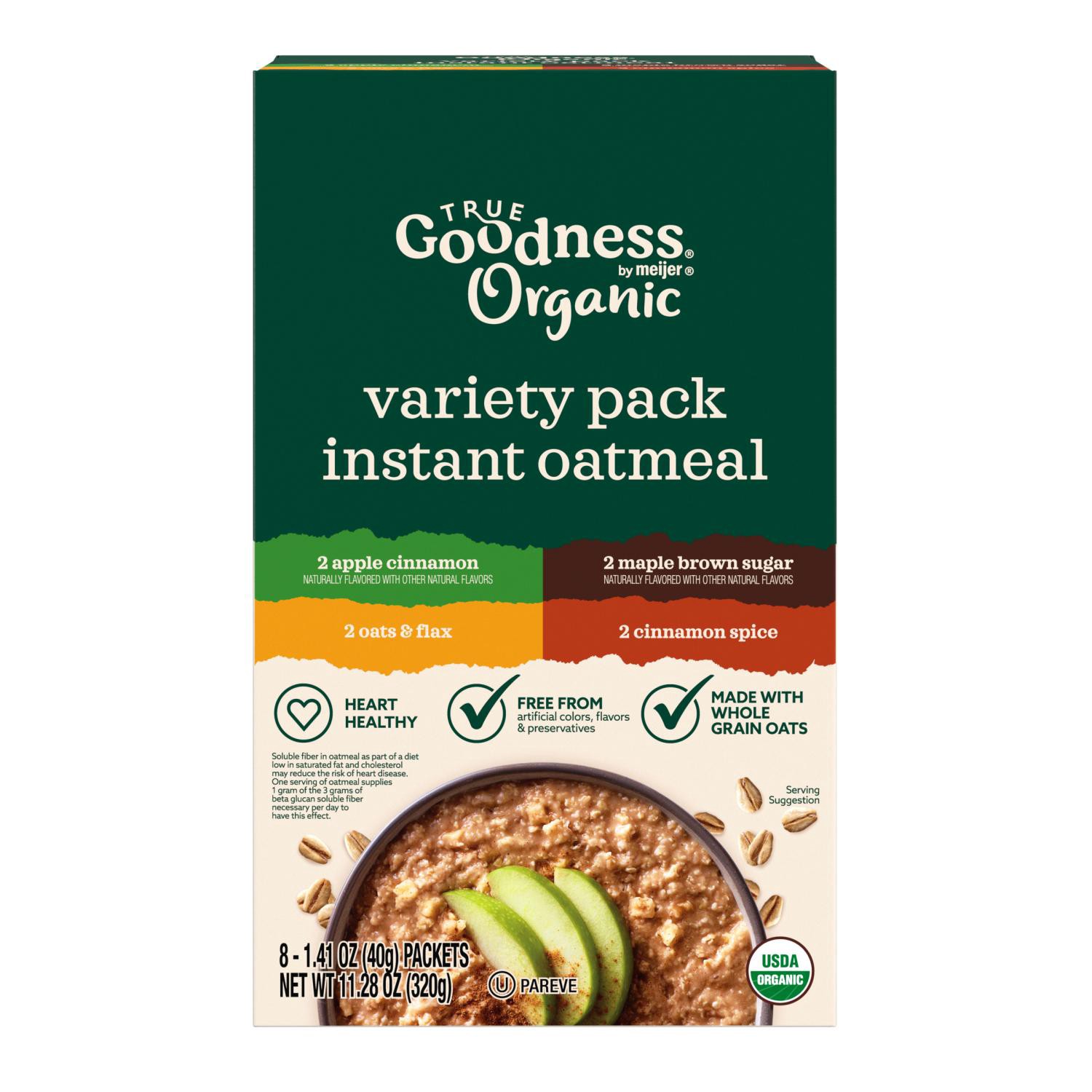 slide 1 of 6, Organic Instant Oatmeal Variety Pack, 8 Count, 8 ct