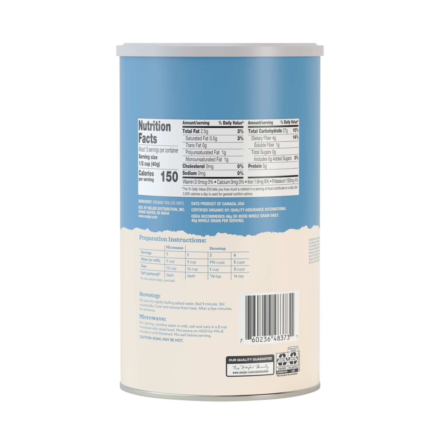 slide 2 of 3, True Goodness Organic Rolled Quick Oats, 18 oz