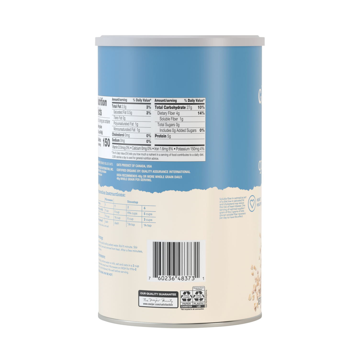 slide 3 of 3, True Goodness Organic Rolled Quick Oats, 18 oz