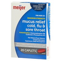 slide 6 of 29, Meijer Mucus Relief Cold, Flu & Sore Throat, 20 Caplets, 20 ct