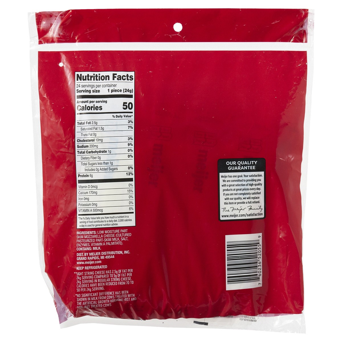 slide 2 of 2, Meijer Light Mozzarella String Cheese - 20 oz, 20 oz