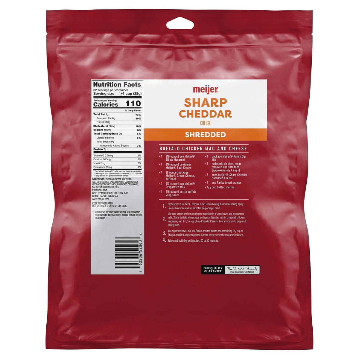 slide 2 of 2, Meijer Shredded Sharp Cheddar Cheese - 32 oz, 32 oz