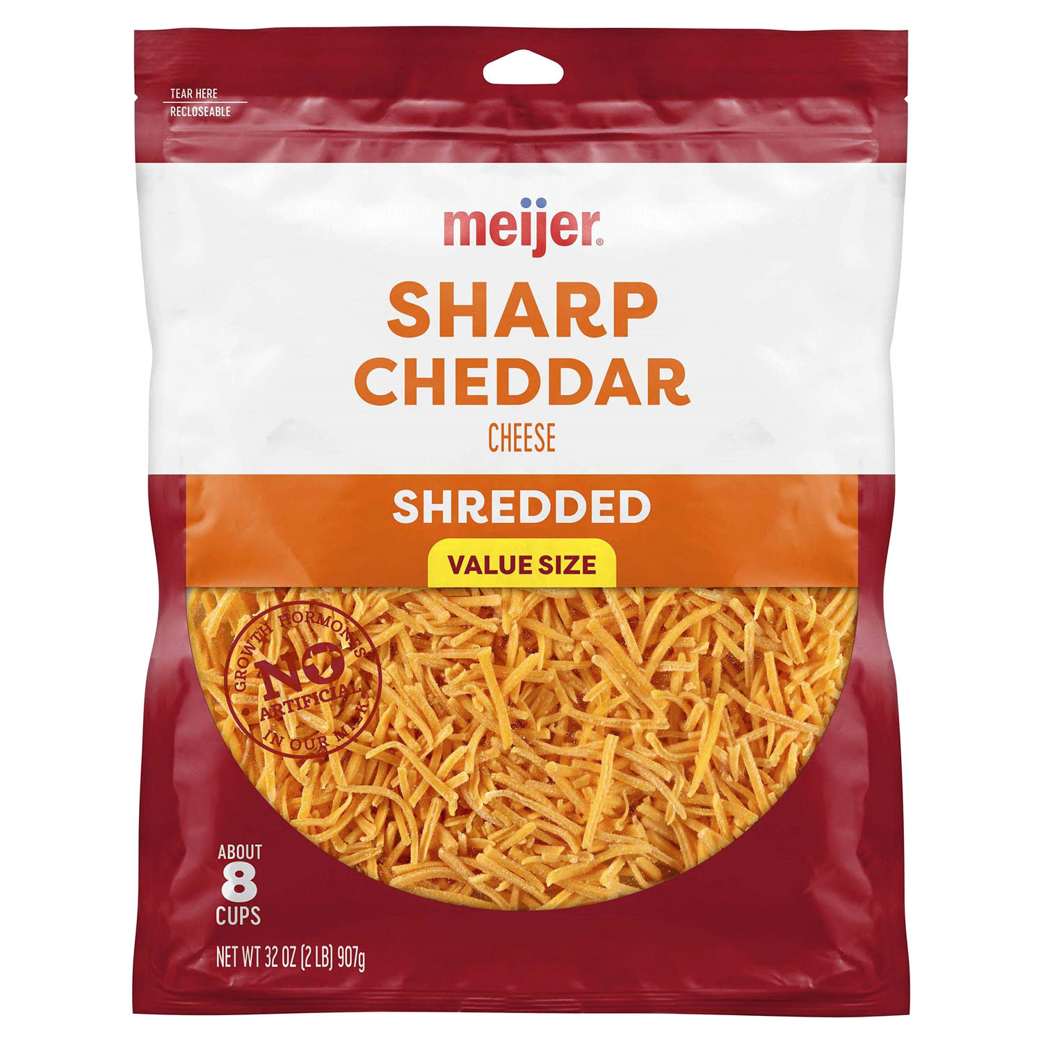 slide 1 of 2, Meijer Shredded Sharp Cheddar Cheese - 32 oz, 32 oz