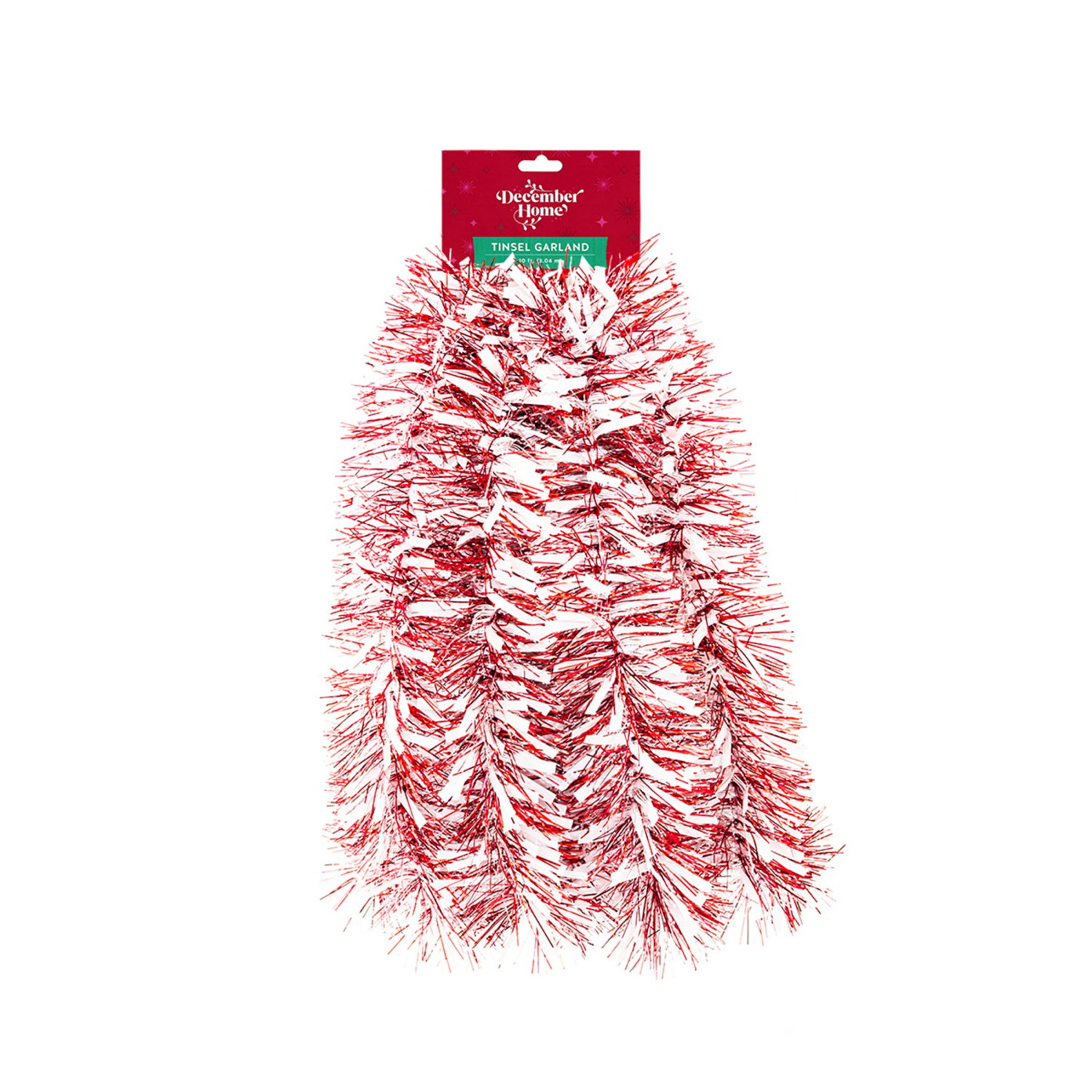 slide 1 of 2, December Home Garland Wide Cut, White/Red/Snowstorm, 1 ct