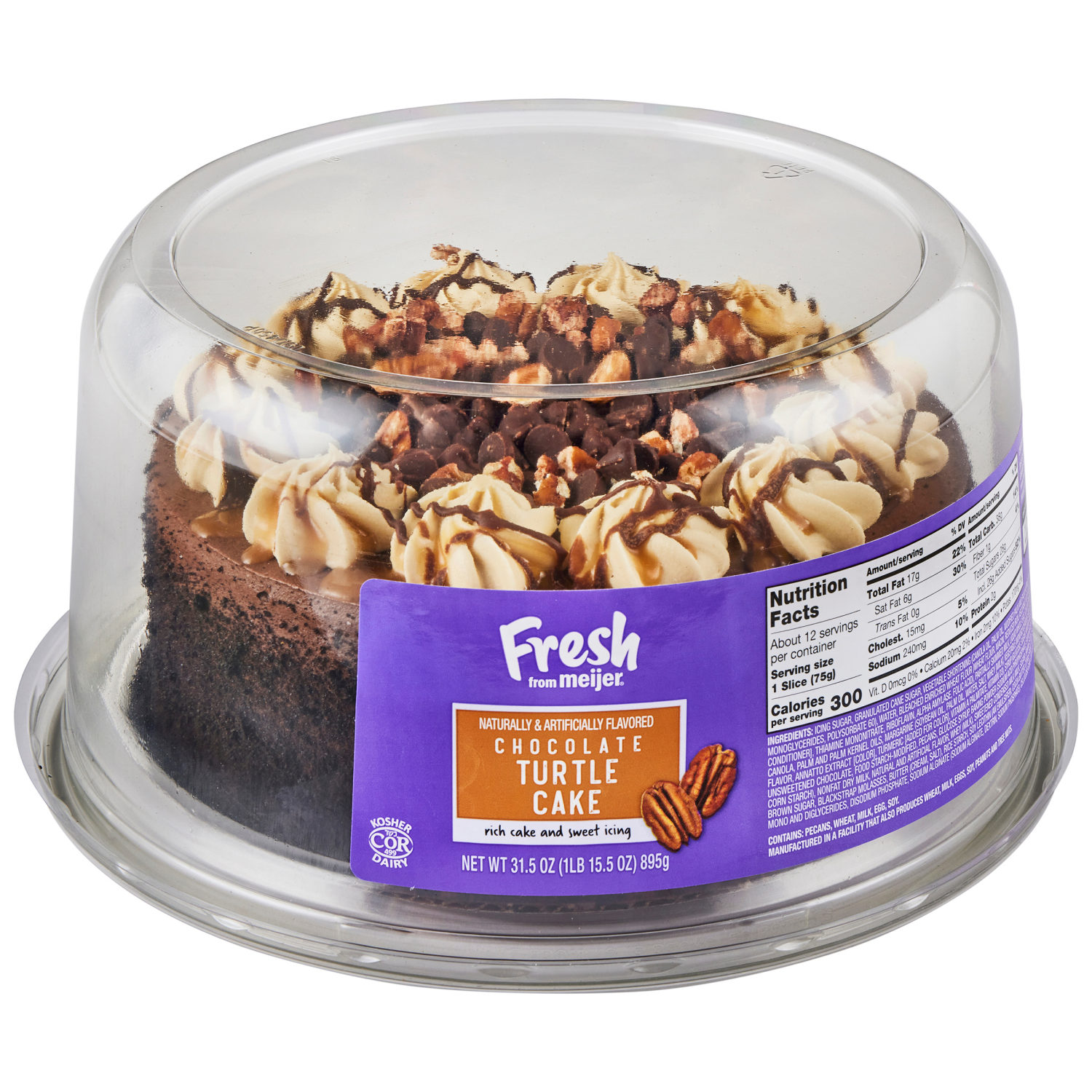 slide 2 of 3, Fresh from Meijer 8" Double layer Turtle Cake, 31.5 oz., 31.5 oz