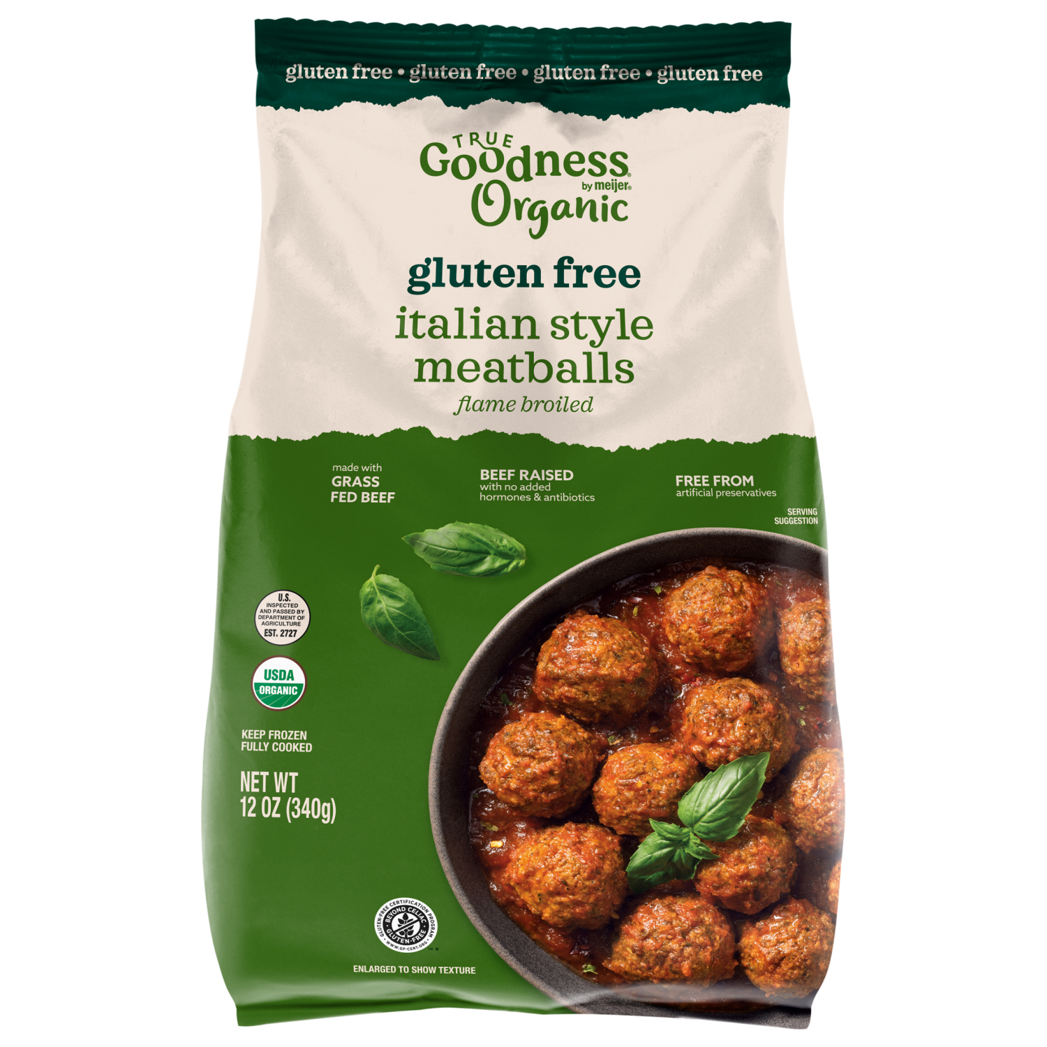 slide 1 of 3, True Goodness Organic Flame Broiled Italian Style Meatballs, 12 oz, 12 oz