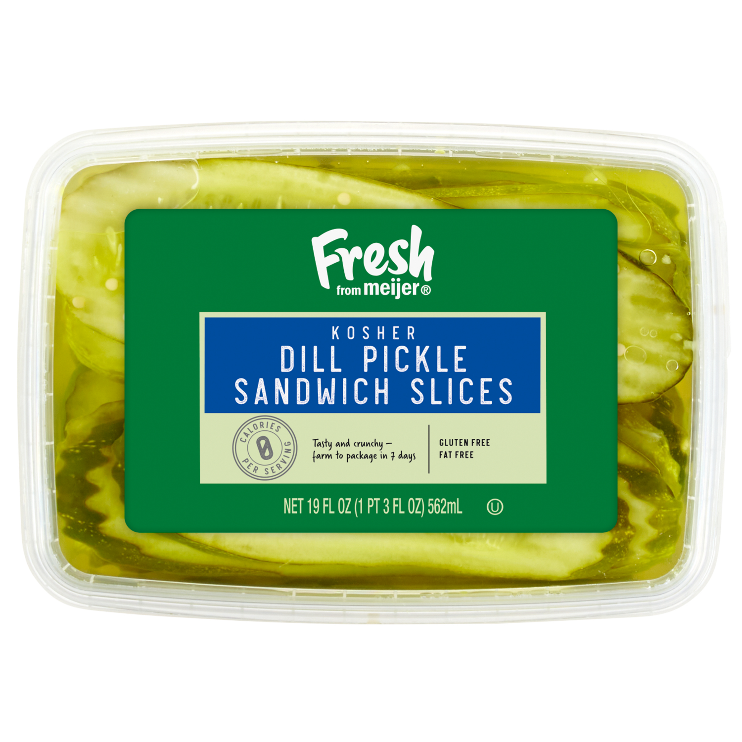 slide 2 of 2, Fresh From Meijer Kosher Sandwich Slice Pickles, 19 oz, 19 oz