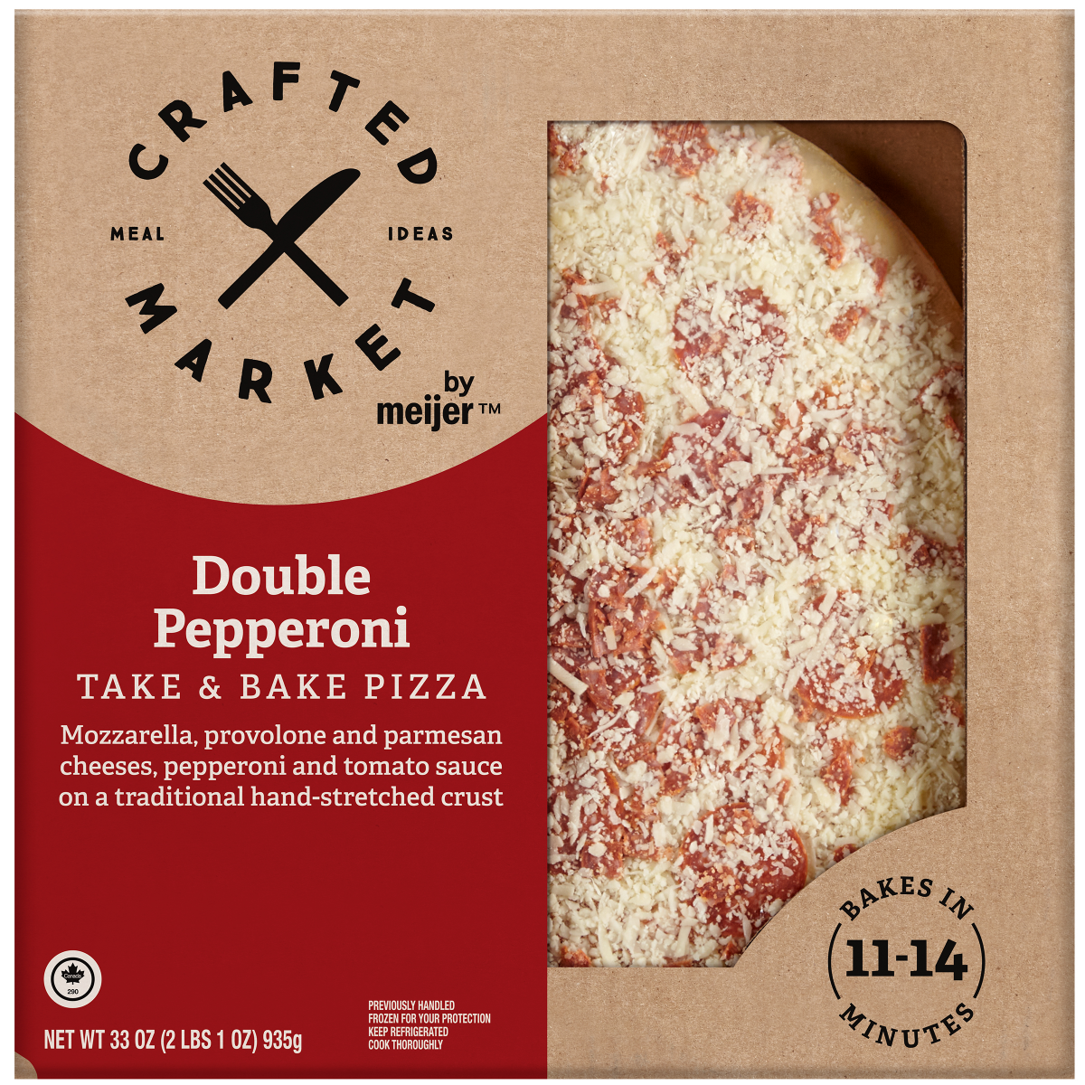 slide 1 of 5, Crafted Market by Meijer Double Pepperoni Pizza, 33 oz, 33 oz