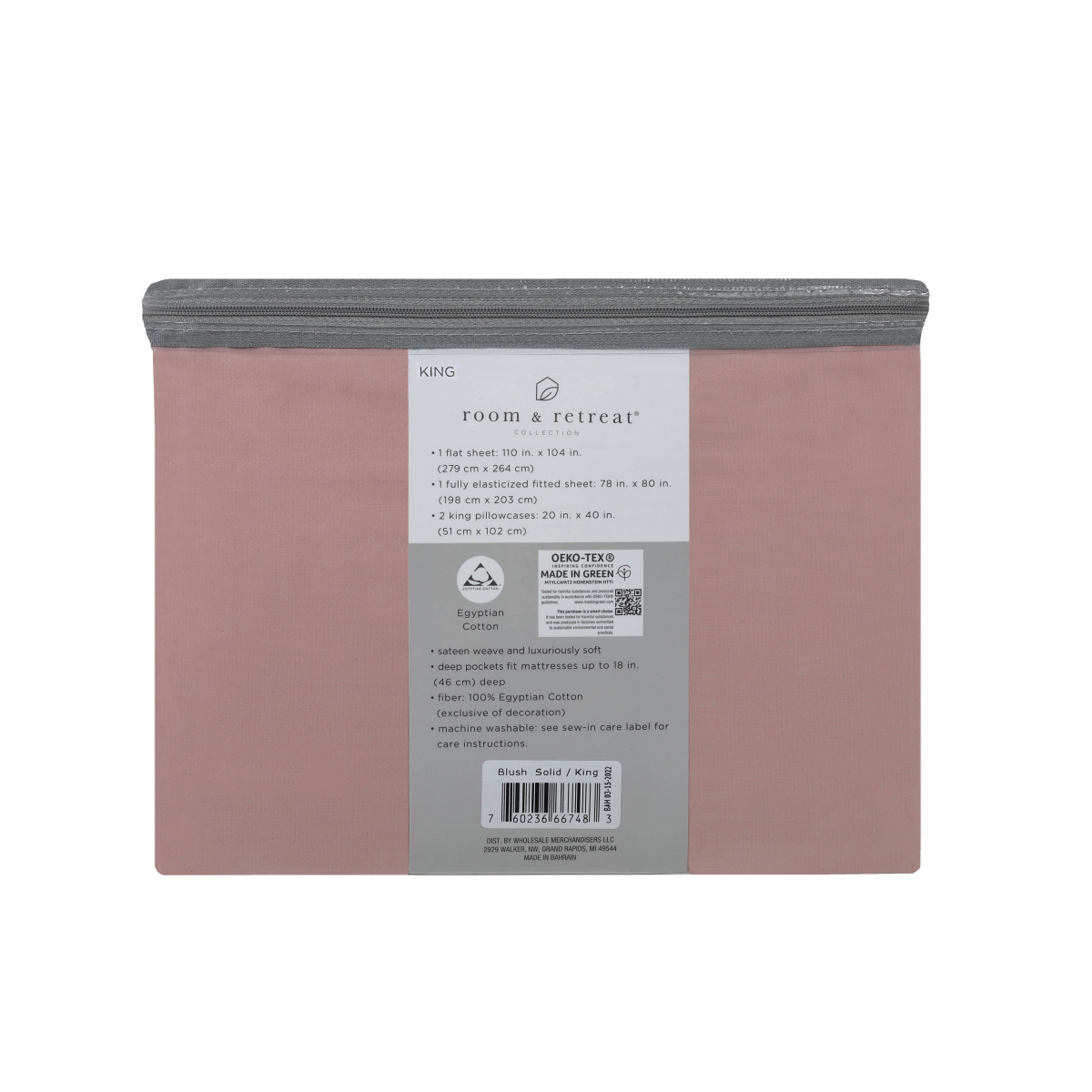 slide 2 of 2, Room & Retreat 500-Thread-Count Egyptian Cotton Solid Sheet Set Blush King, king size