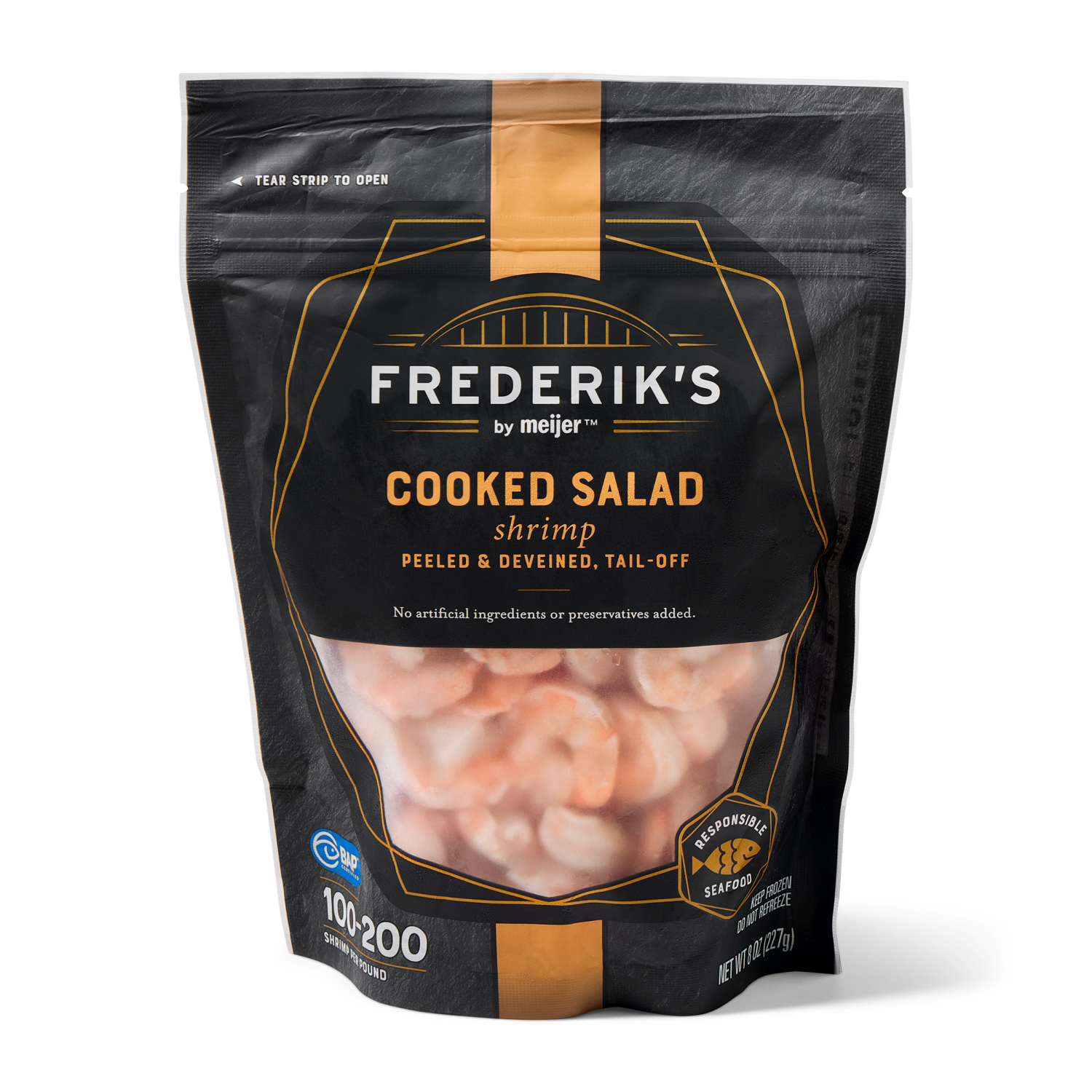 slide 1 of 3, Frederiks by Meijer 100/200 Cooked Salad Shrimp, 8 oz, 8 oz
