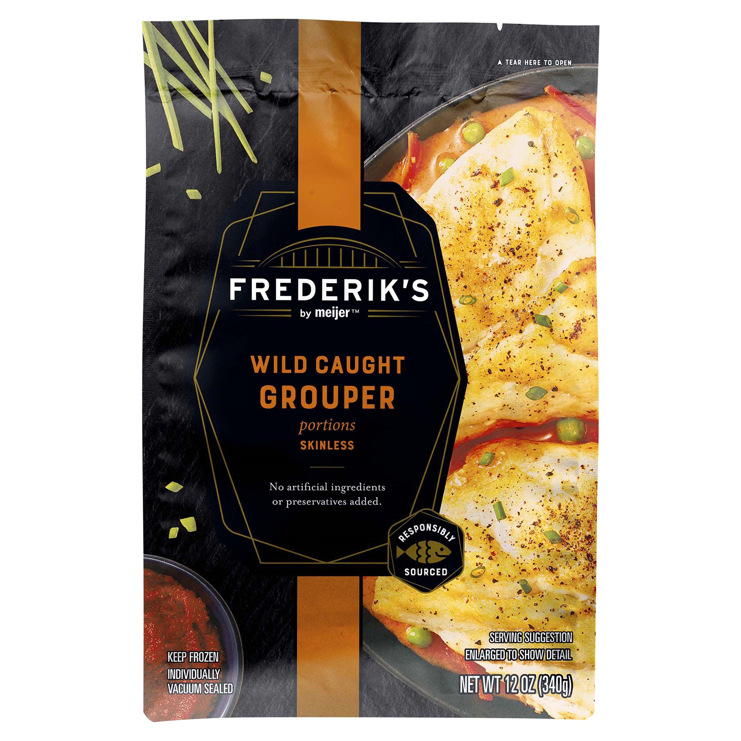 slide 1 of 2, Frederiks by Meijer Wild Caught Skinless Grouper Portions, 12 oz, 12 oz
