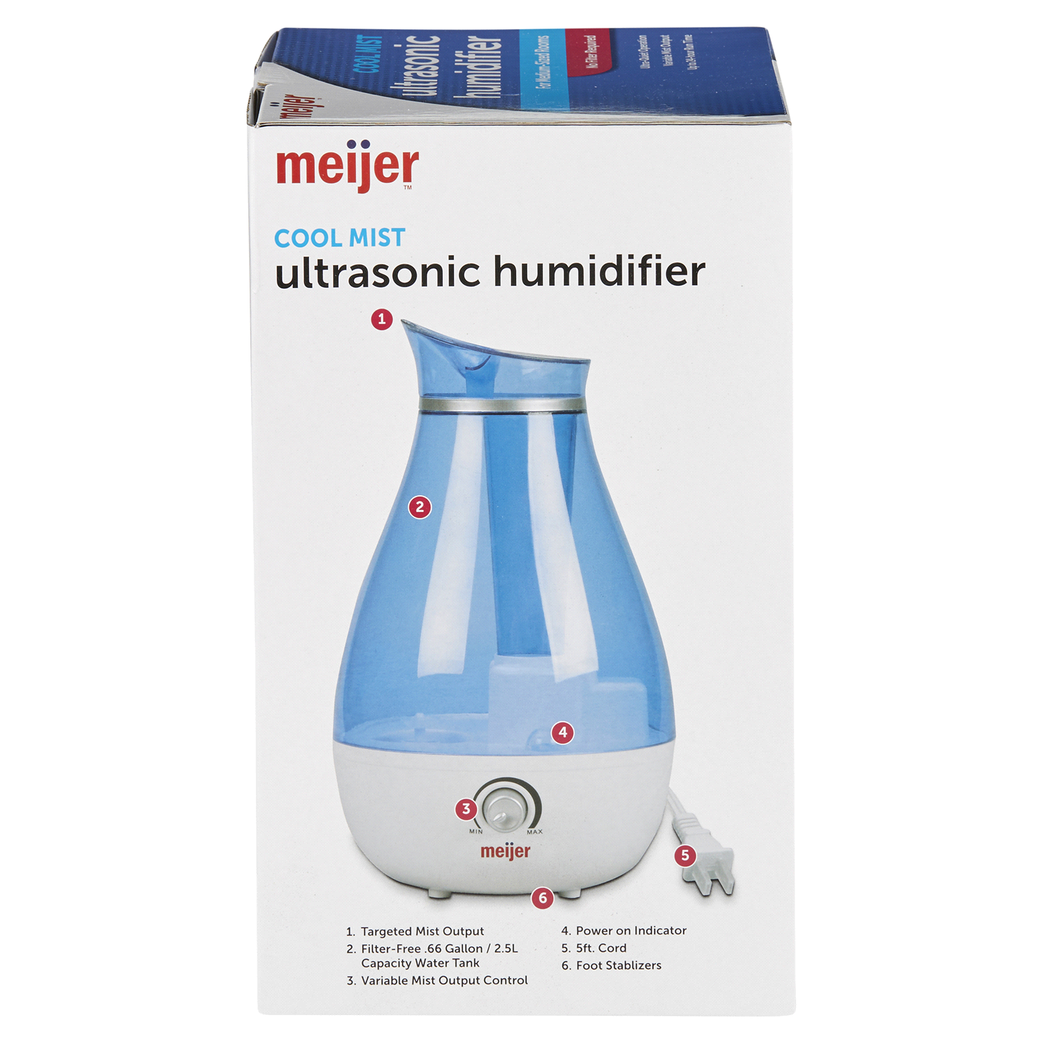slide 2 of 5, Meijer Ultrasonic Humidifier, 1 ct