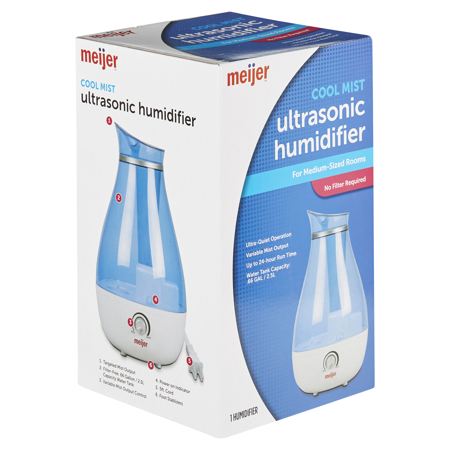 slide 4 of 5, Meijer Ultrasonic Humidifier, 1 ct