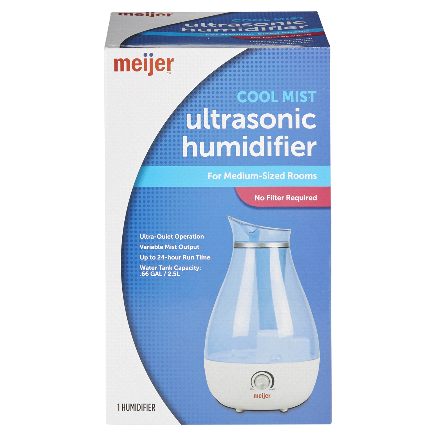 slide 1 of 5, Meijer Ultrasonic Humidifier, 1 ct