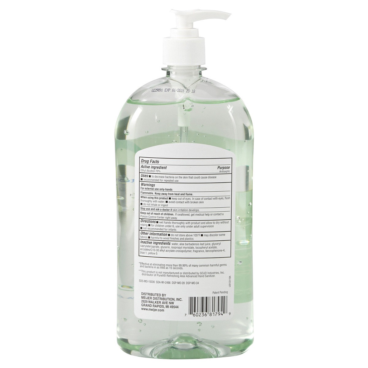 slide 2 of 2, Meijer Hand Sanitizer with Aloe, 32 oz