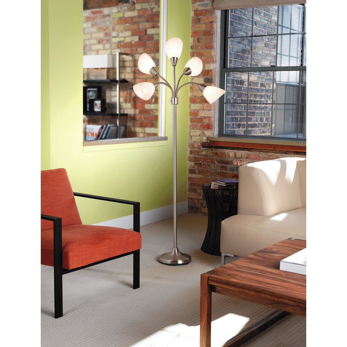 slide 1 of 1, Room & Retreat Rr Floor Lamp Gooseneck 5 Arm 7205-St 67", 67 in