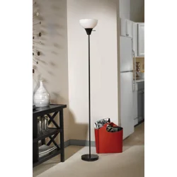 Room & Retreat Rr Floor Lamp W/Plastic Shd Hw-F0786-Bk Blk 71"