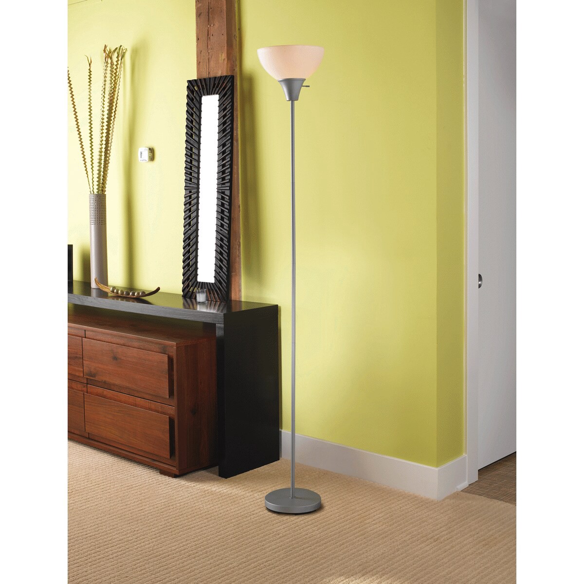 slide 1 of 1, Home Floor Sliver Lamp with Plastic Shade, 71 in