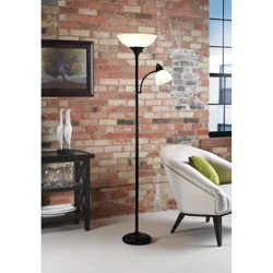 Room & Retreat 300W Floor Lamp W/Read Lght Blk 71"
