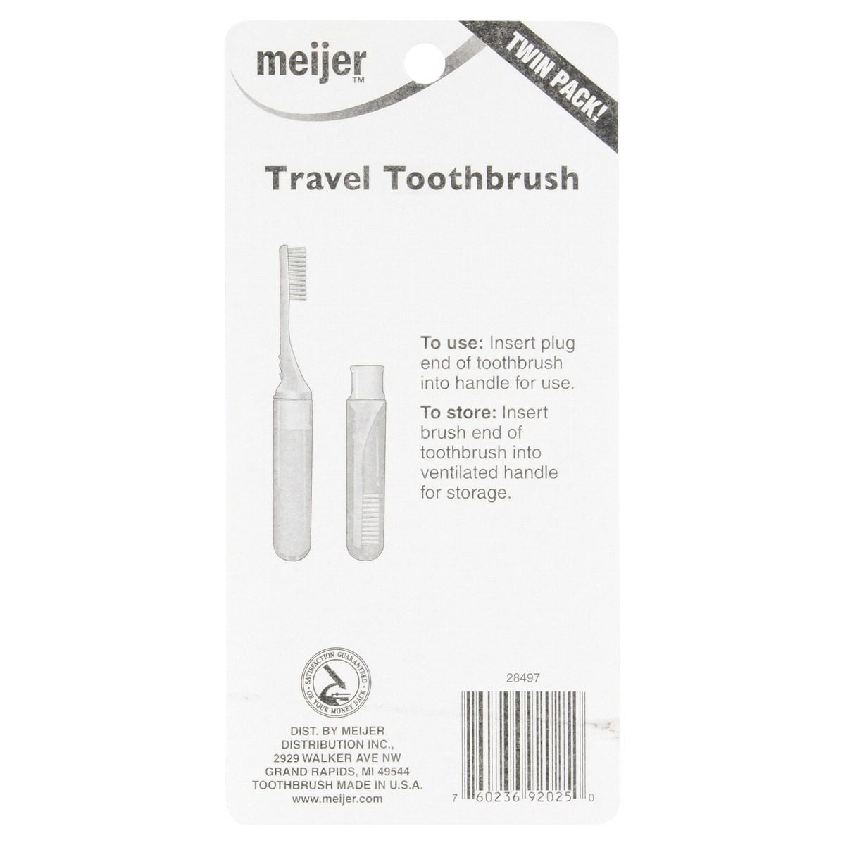 slide 2 of 2, Meijer Travel Toothbrush, 2 ct