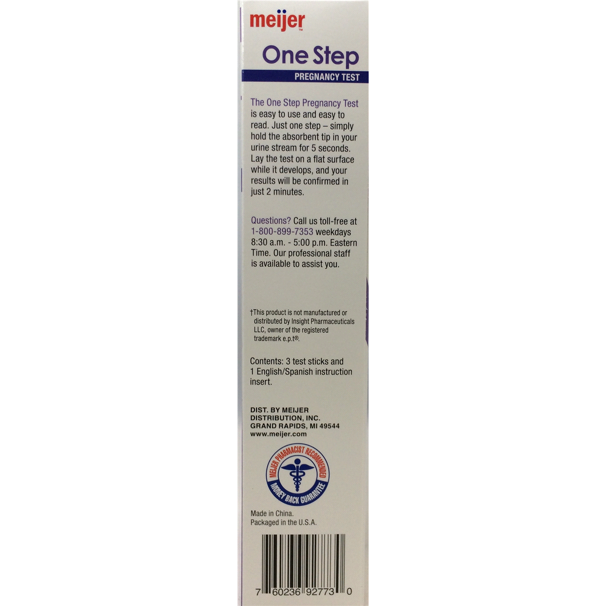 slide 2 of 3, Meijer One Step Pregnancy Test, 3 ct