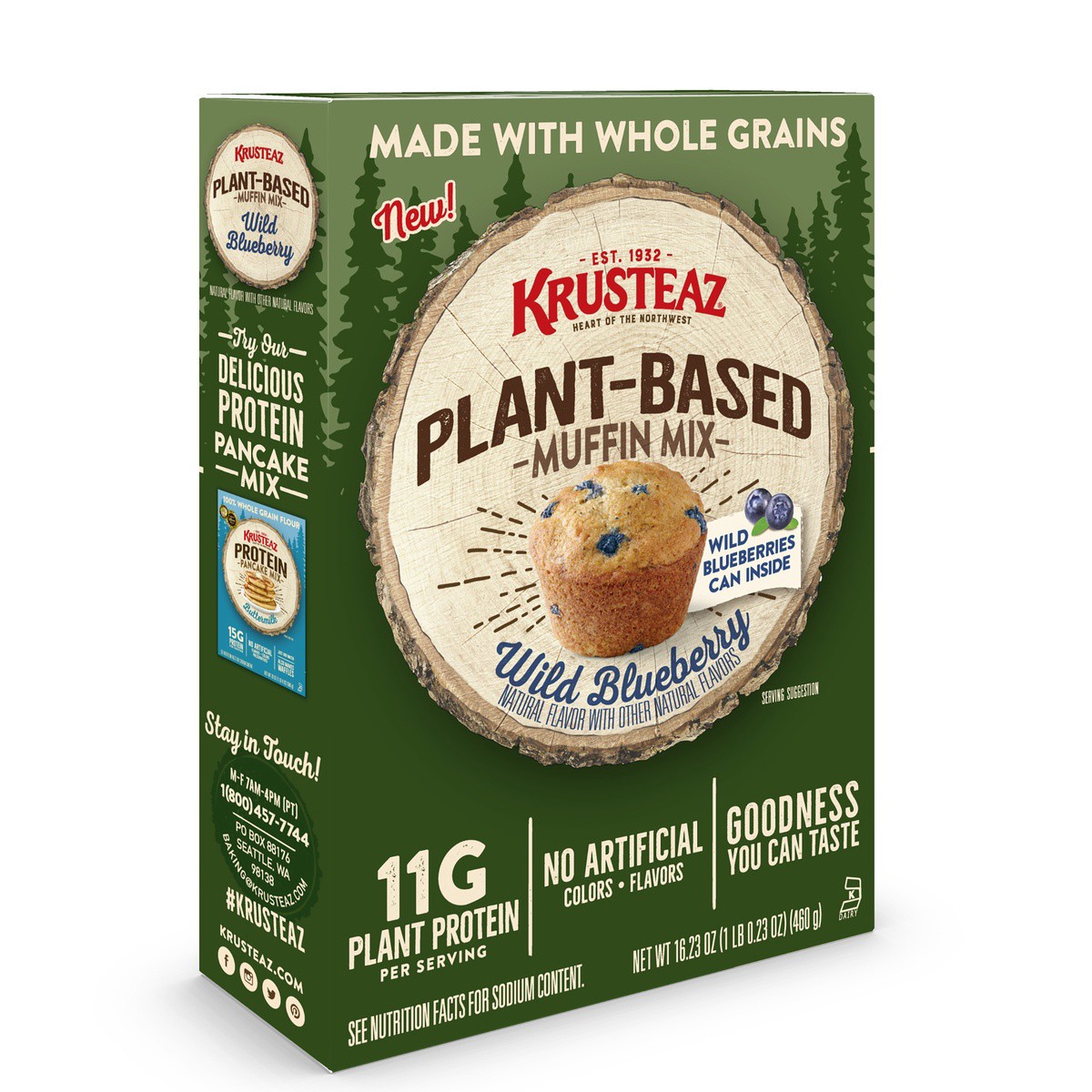 slide 2 of 8, Krusteaz Plant Based Wild Blueberry Muffin Mix, 16.23 oz