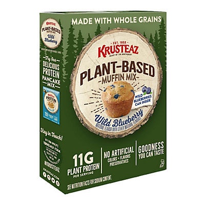 slide 1 of 1, Krusteaz Plant Based Wild Blueberry Muffin Mix, 16.23 oz