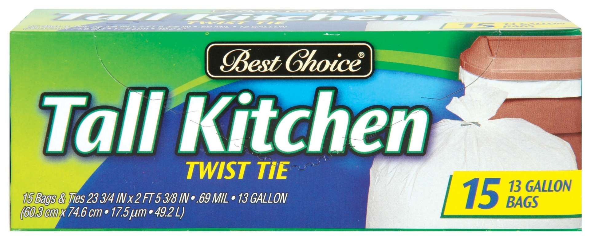 slide 1 of 1, Best Choice Twist Tie Tall Kitchen Bags, 15 ct