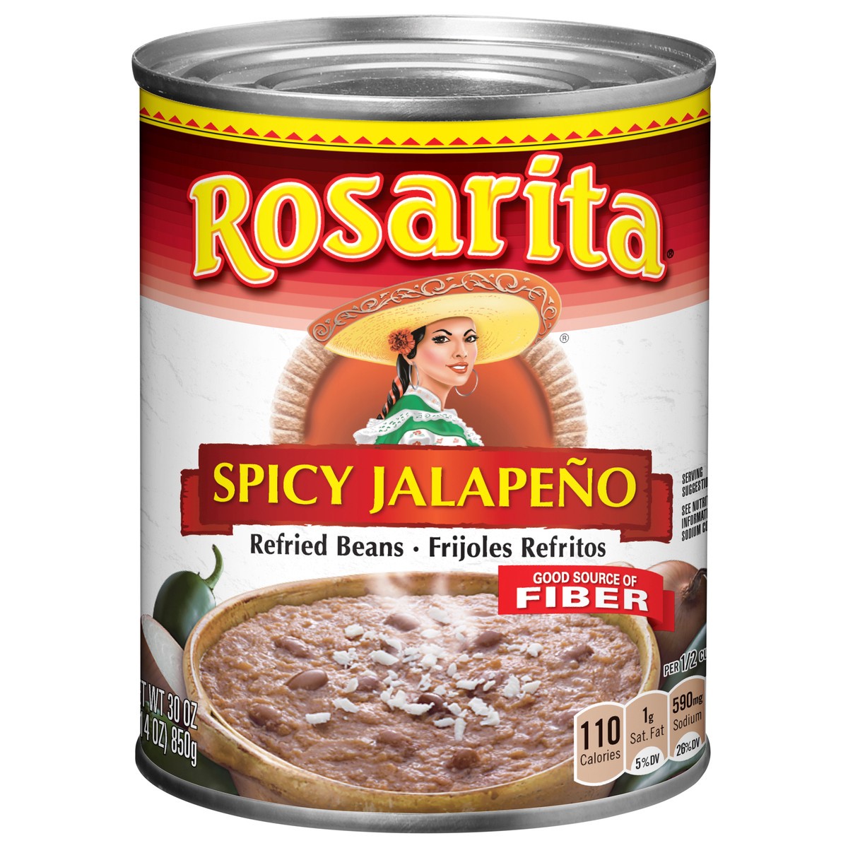 slide 1 of 2, Rosarita Spicy Jalapeno Refried Beans 30 oz, 30 oz