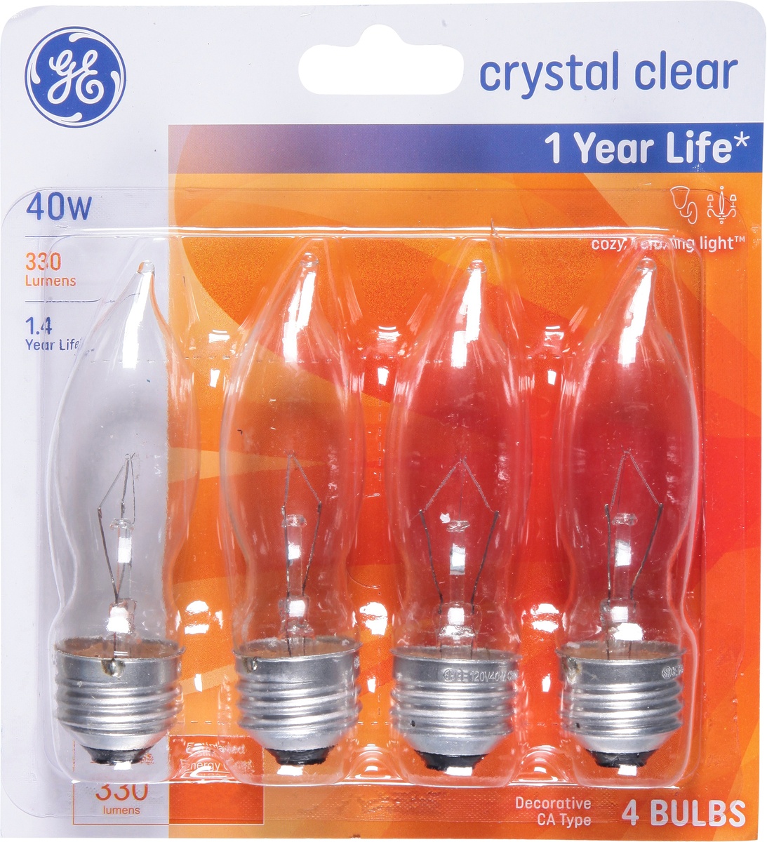 slide 3 of 9, GE 40 Watts Crystal Clear Light Bulbs 4 ea, 4 ct