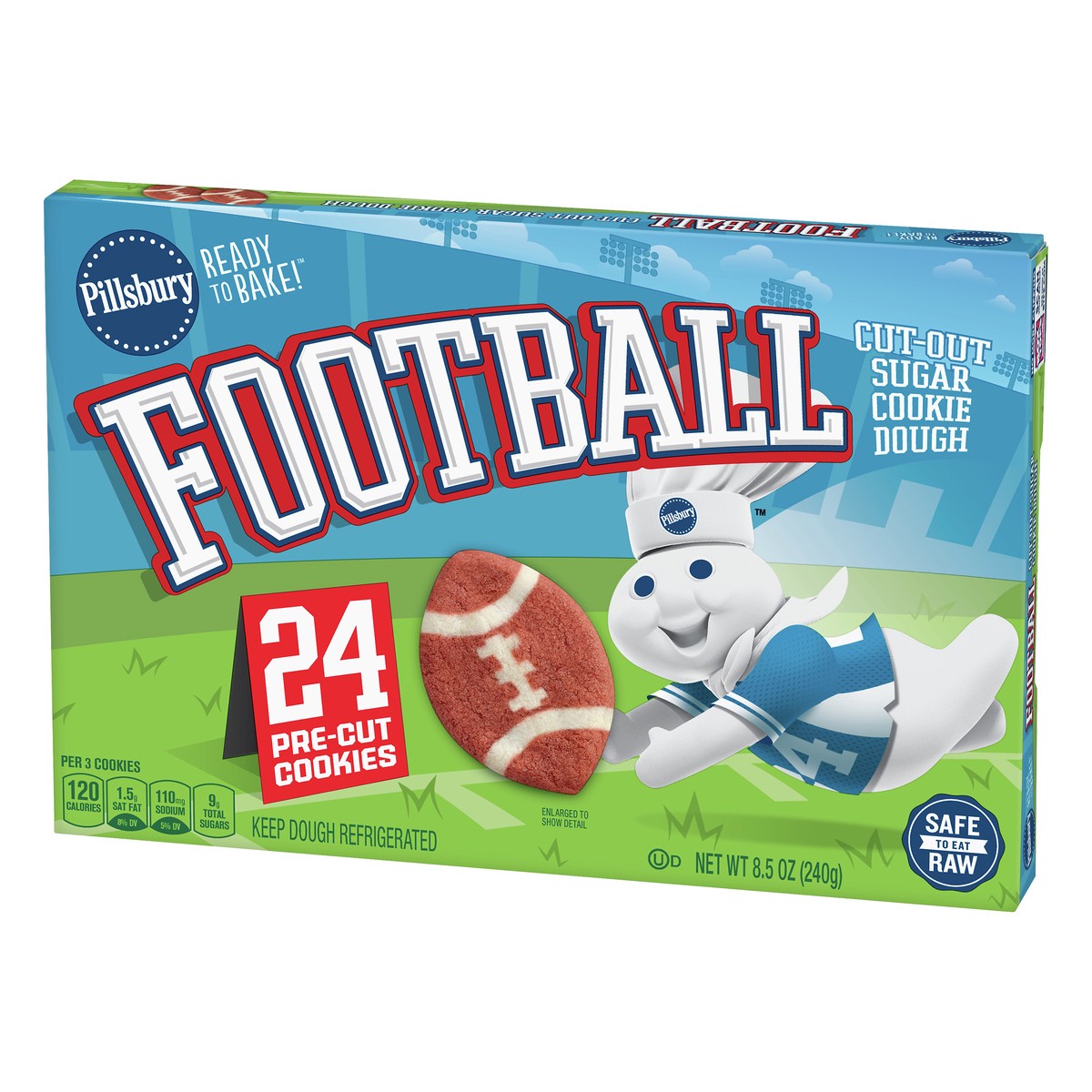 slide 8 of 11, Pillsbury Football Cut-Out Sugar Cookie Dough 24 ea, 24 ct