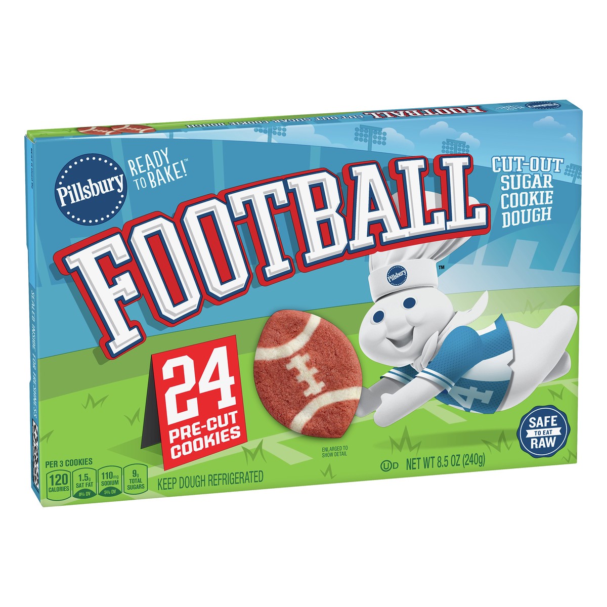 slide 3 of 11, Pillsbury Football Cut-Out Sugar Cookie Dough 24 ea, 24 ct