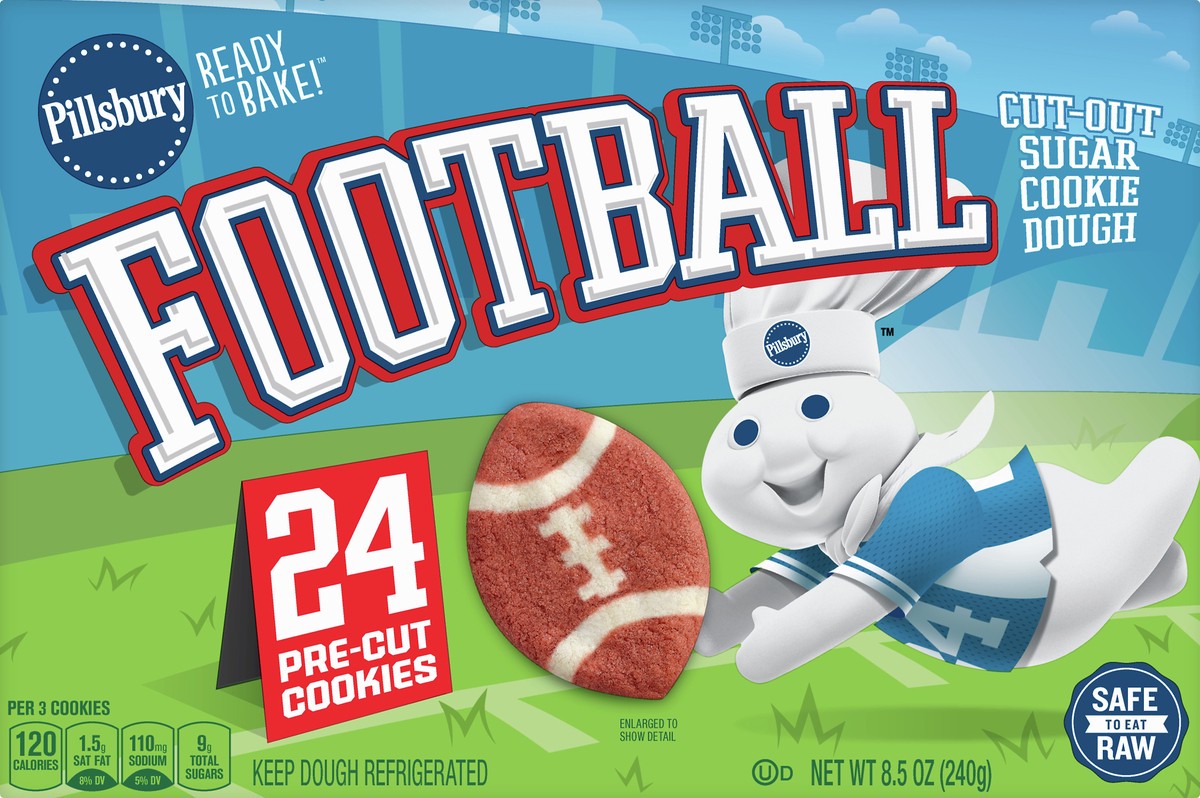 slide 1 of 11, Pillsbury Football Cut-Out Sugar Cookie Dough 24 ea, 24 ct