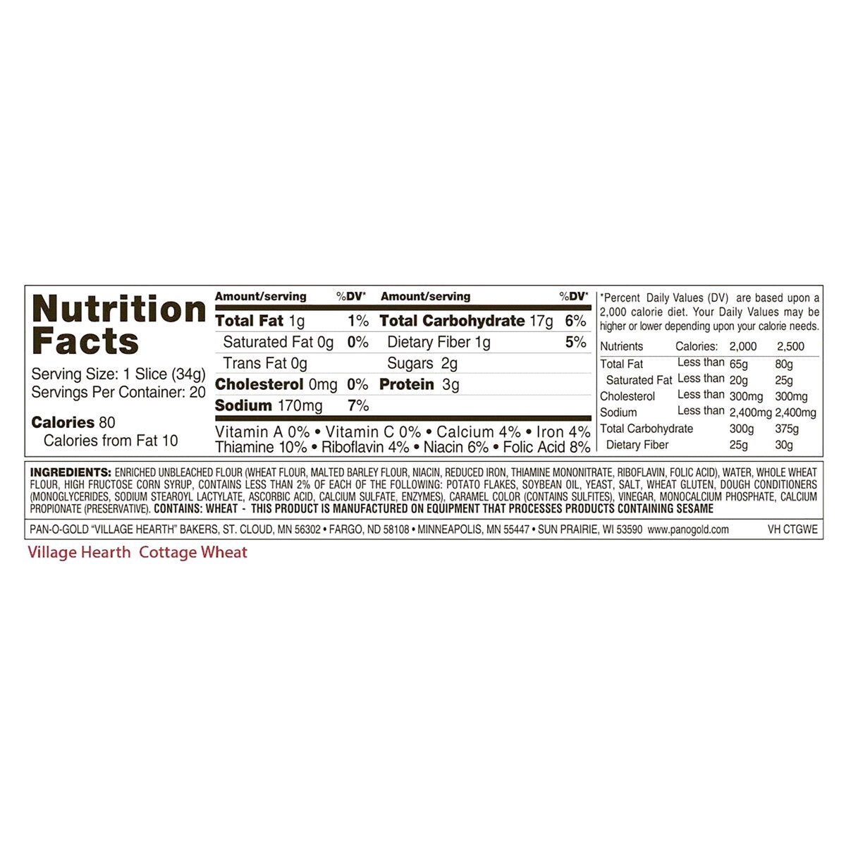 slide 2 of 2, Village Hearth Cottage Wheat Bread 24 oz, 24 oz