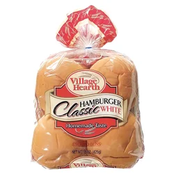Village Hearth Classic Hamburger White Buns - 8 ea