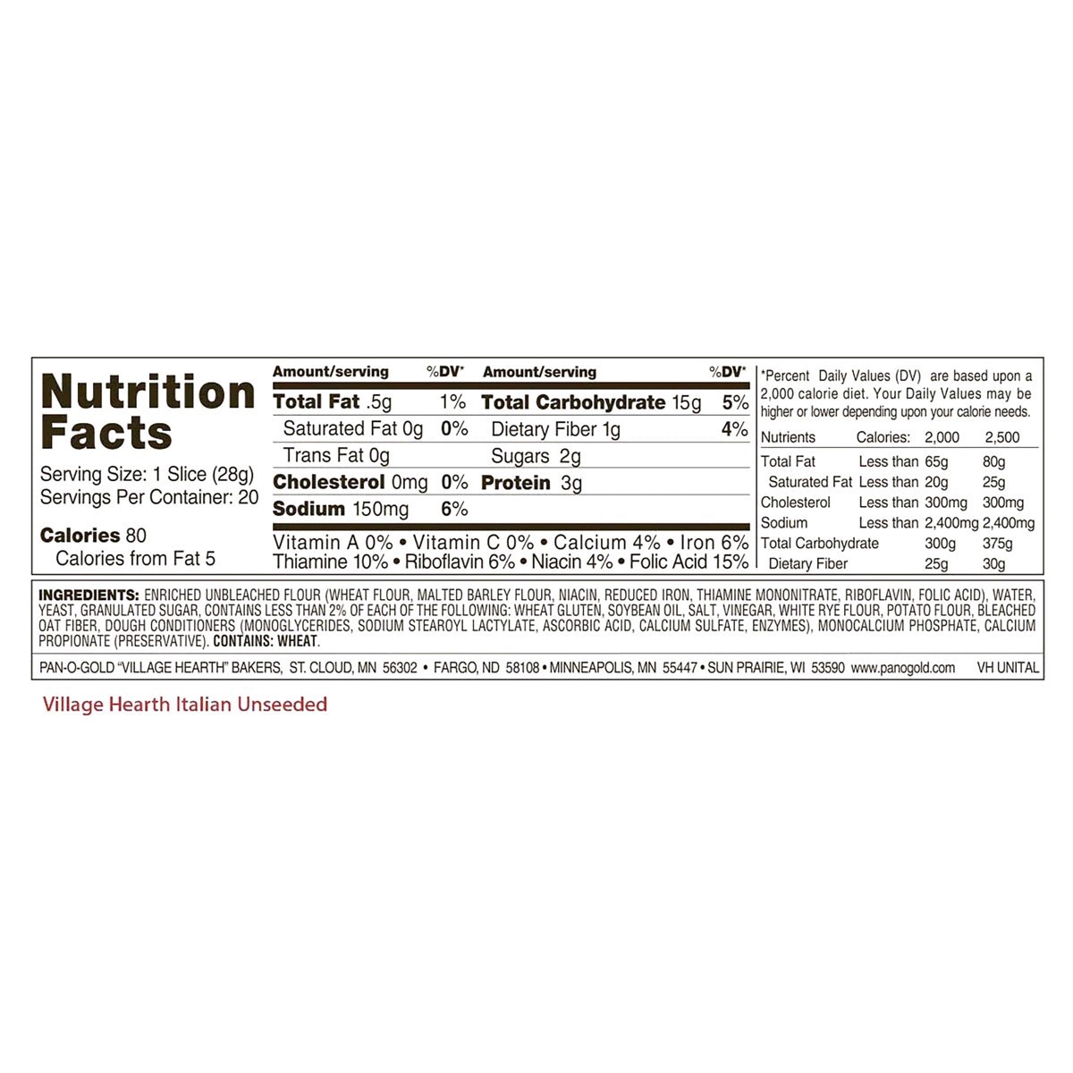 slide 2 of 2, Village Hearth Unseeded Italian Bread 20 oz, 20 oz