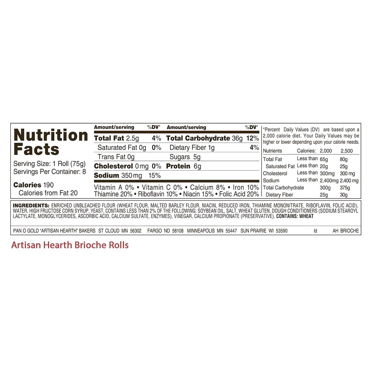 slide 2 of 2, Artisan Hearth Brioche Rolls 8 ea, 8 ct