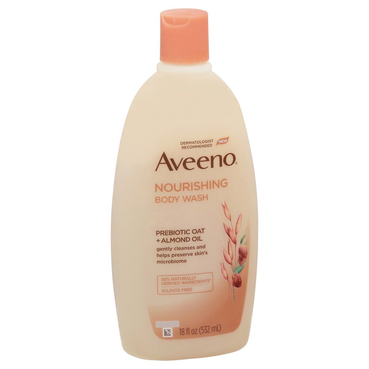 slide 5 of 9, Aveeno Nourishing Body Wash Pre-Biotic Oat + Almond Oil, 18 fl oz