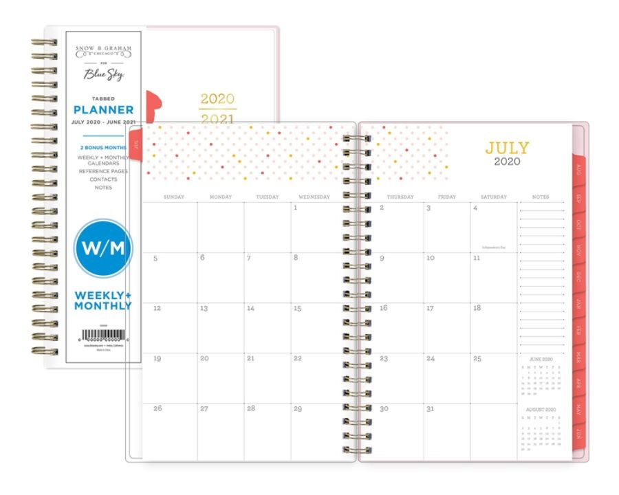 slide 2 of 4, Blue Sky Snow & Graham Collection 14-Month Weekly/Monthly Tabbed Planner, 5" X 8", Red/Orange/Pink Flowers, July 2020 To June 2021, 1209, 1 ct