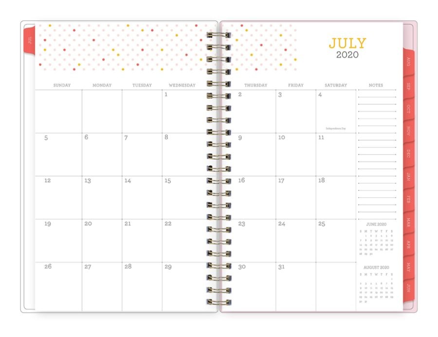 slide 4 of 4, Blue Sky Snow & Graham Collection 14-Month Weekly/Monthly Tabbed Planner, 5" X 8", Red/Orange/Pink Flowers, July 2020 To June 2021, 1209, 1 ct