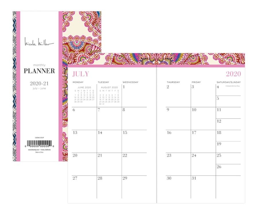 slide 2 of 3, Blue Sky Nicole Miller 18-Month Academic Planner, 3-5/8'' X 6-1/8'', Multicolor, July 2020 To June 2021, 120086, 1 ct