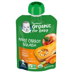 Gerber 2nd Foods Organic Apple Carrot Squash Baby Food, 3.5 oz Pouch