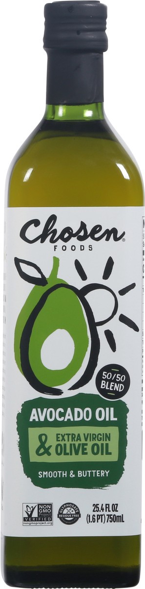 slide 7 of 9, Chosen Foods 50/50 Blend 100% Pure Avocado + Extra Virgin Olive Oil, 25.4 fl oz