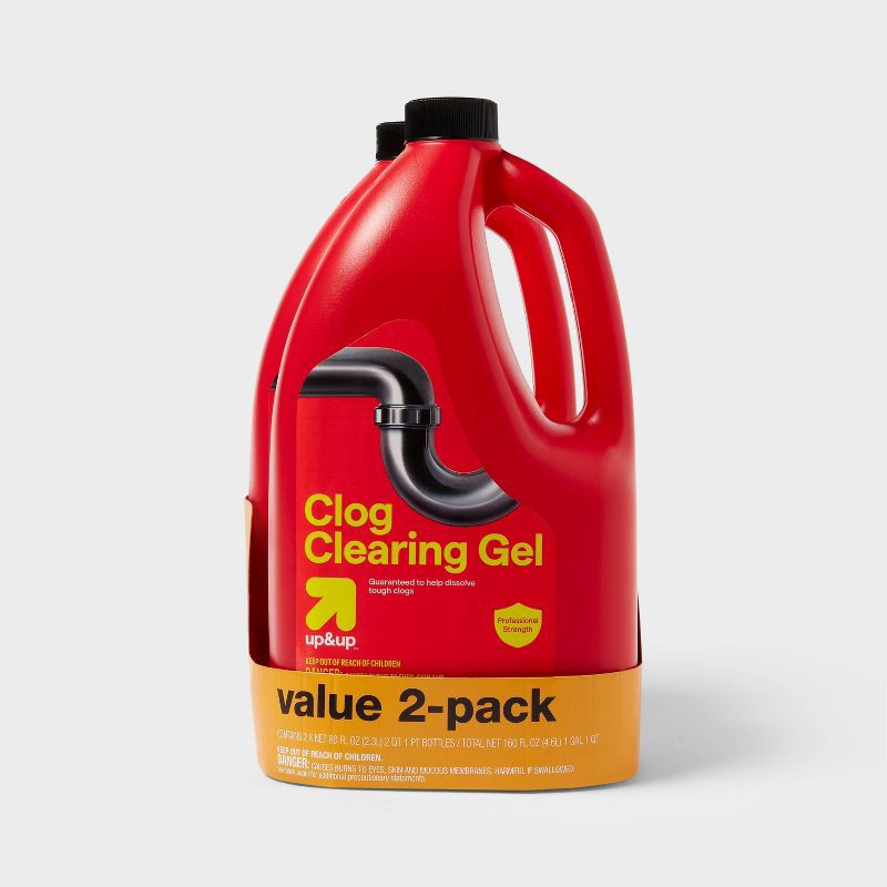 slide 1 of 4, Clog Clearing Gel - 80oz/2ct - up&up™, 160 oz, 2 ct